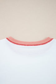 White Stripe Colorblock Patchwork Contrast Stitching Oversize Sweatshirt